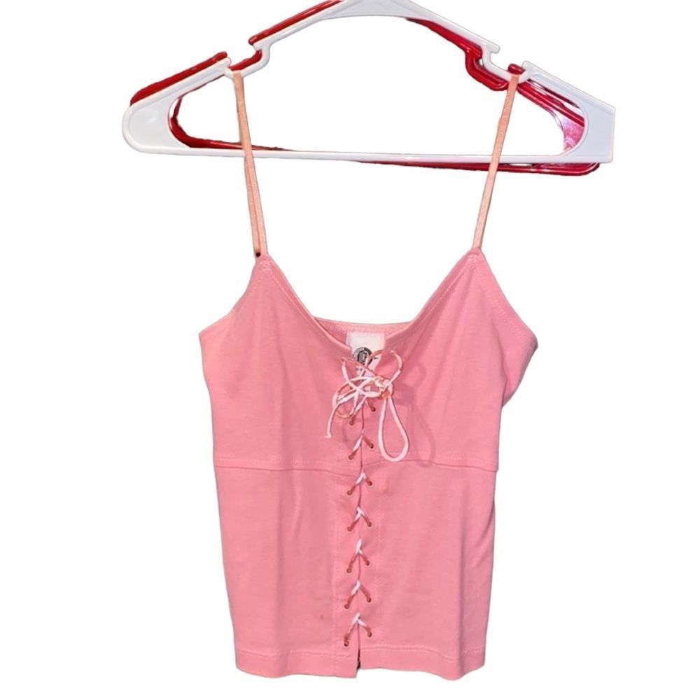 •ULTIMATE CYCLE PRODUCTS• NWOT bubblegum Pink lace up tie tank top size small